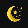© Next Guru - Moon and stars yellow icon isolated on black background 03