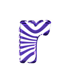 White symbol with dark purple straps. letter r