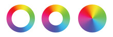 Color Wheel With 12 Colors In Graduation. Color Hues Around A Circle Or Disc. Vector Illustration With Rainbow Light Spectrum Gradient. PNG