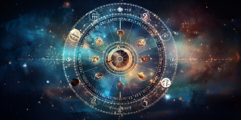 Sticker - Abstract mystic astrology dark background 