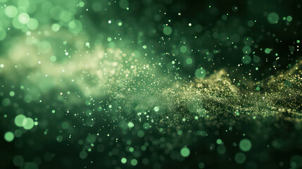 green luxury glitter and bokeh particles, green bokeh background, holiday festival background