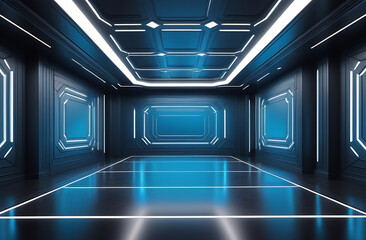 Futuristic interior room 3d background