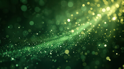 Wall Mural - green luxury glitter and bokeh particles, green bokeh background, holiday festival background