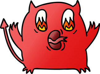 gradient cartoon of cute kawaii red demon