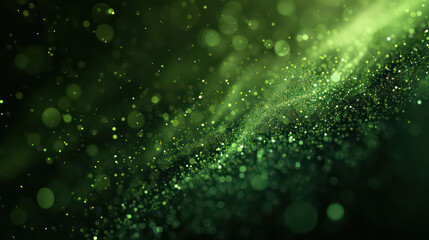 Wall Mural - green luxury glitter and bokeh particles, green bokeh background, holiday festival background