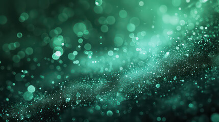 Wall Mural - green luxury glitter and bokeh particles, green bokeh background, holiday festival background