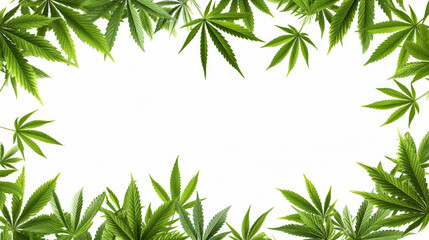  Marijuana leaves circling a blank white space, ideal for text.