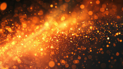 Wall Mural - orange luxury glitter and bokeh particles, orange bokeh background, holiday festival background