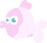 Fototapeta Dinusie - funny flat color illustration of a cartoon fish with big pretty eyes