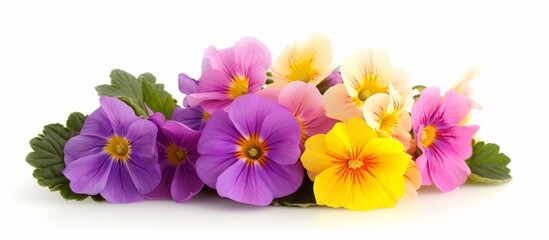 Wall Mural - beautiful spring primula flowers isolated on a white background.