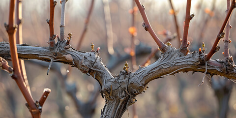 pruning grape stems in early spring