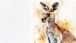 kangaroo watercolor illustration on white background wall art home decor print