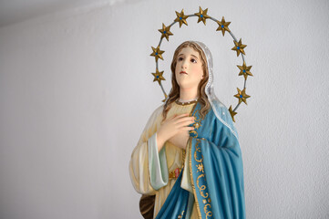 Wall Mural - Statue of the Virgin Mary. Igreja de Nossa Senhora de Fátima (Church of Our Lady of Fatima) – Bairro Padre Cruz, Lisbon, Portugal.