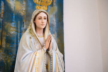 Wall Mural - Statue of Our Lady of Fatima. Igreja de Nossa Senhora de Fátima (Church of Our Lady of Fatima) – Bairro Padre Cruz, Lisbon, Portugal.