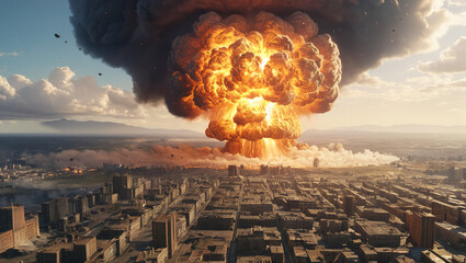 Explosion of destroying nuclear bomb