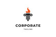 fire torch logo with a combination of column pillar shapes in a flat design style