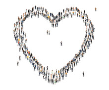 Heart Icon Made From Large Group Of Miniature People Figures. Transparent Background. Generative AI