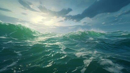 raging waves: captivating the essence of a stormy ocean background, a dynamic and powerful display o