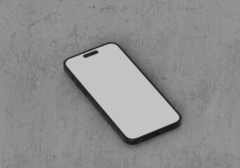 Smartphone with a blank screen on a white background. Smartphone mockup closeup isolated on white background concrete iPhone