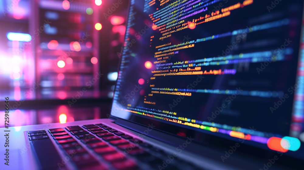 A close-up on a laptop screen displaying code with cloud service APIs ...