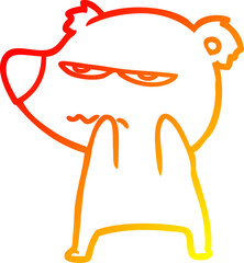 warm gradient line drawing annoyed bear cartoon