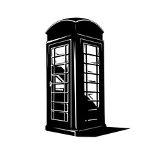 London Phone Booth Logo Monochrome Design Style