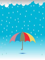 cloud with rain drop on umbrella copyspace for text