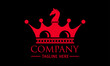 Red Color Crown Horse Logo Design