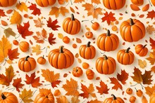 Seamless Pattern With Pumpkins