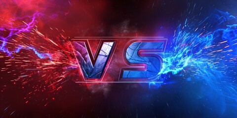 Wall Mural - Versus banner with fire sparkling and lightning strikes,