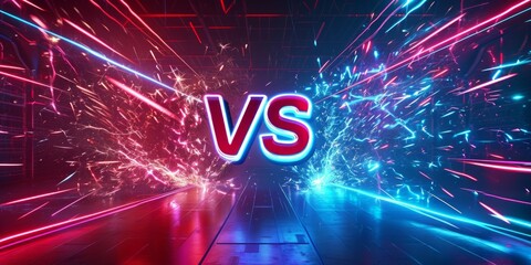 Wall Mural - Versus banner with fire sparkling and lightning strikes,