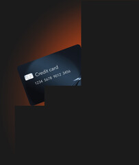 Poster - Here is a mock or generic credit card depicted in a graphic situation and it is  a 3-d illustration. .