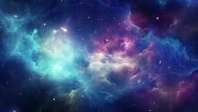 Space Background Colorful Fractal Nebula With Stars. Seamless Looping Overlay 4k Virtual Video Animation Background 