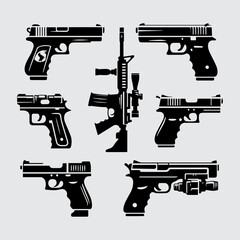 Gun illustration vector set template