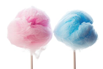 Pink and blue cotton candy on white background