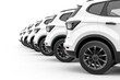 © VolumeThings - Luxury offroad car fleet in a row devoid of branding isolated on a white background