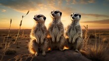 Photo Of Curious Meerkats Standing Upright Generated By AI