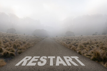 Street with restart text