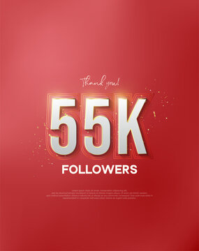 Thank you 55k followers with white numbers wrapped in shiny gold.