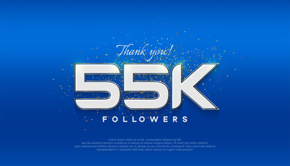 Followers number 55k. followers achievement celebration design.