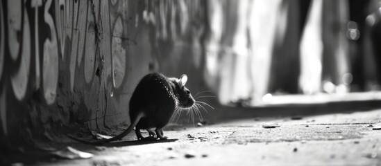 Canvas Print - Street rat fleeing the urban environment.