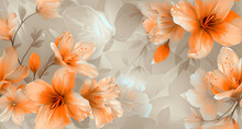 Orange Flowers On A Beige Background
