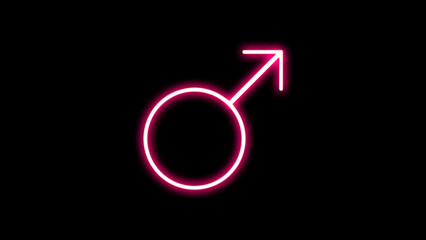 Wall Mural - Male neon icon on black background. Photo neon male symbol isolated icon illustration. Neon glowing icons of lesbian and homosexual gender