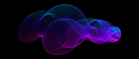 Wall Mural - gradient wave line blend form. abstract blue purple flowing lines design element. dynamic neon line 