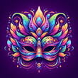 Vector illustration style carnival mask on a purple background