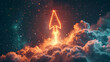 © ikkilostd - A 3D rendering of an arrow sign rocketing into the sky.