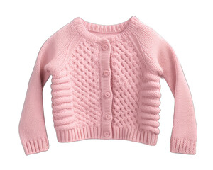 Pink knitted sweater isolated on white png transparent background