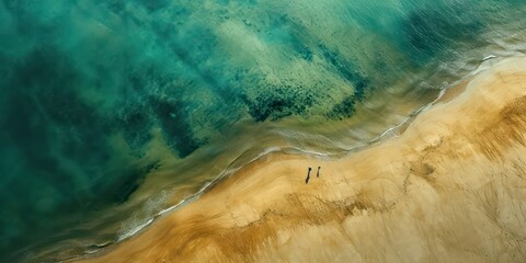 Canvas Print - Beauty of a white beach from a top-down perspective, as if seen from underwater.