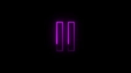 Wall Mural - purple neon equal icon on black background animation