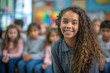 © เลิศลักษณ์ ทิพชัย - Picture of young female teacher and happy smiling children in elementary school Participate in a workshop with a teacher in the classroom.